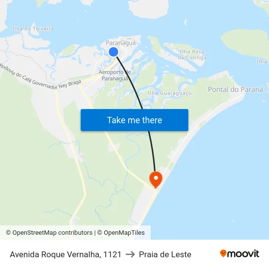 Avenida Roque Vernalha, 1121 to Praia de Leste map