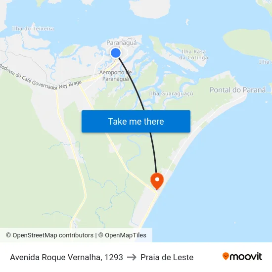 Avenida Roque Vernalha, 1293 to Praia de Leste map