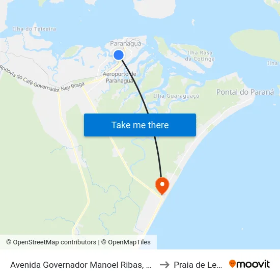 Avenida Governador Manoel Ribas, 2811 to Praia de Leste map