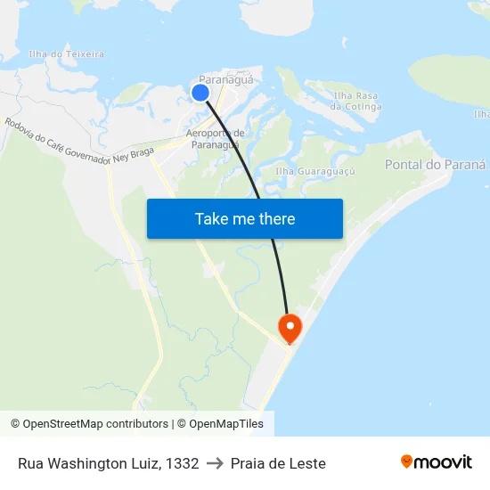 Rua Washington Luiz, 1332 to Praia de Leste map