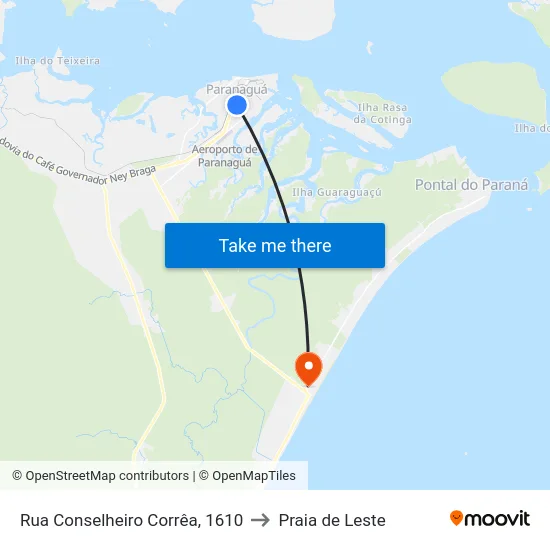 Rua Conselheiro Corrêa, 1610 to Praia de Leste map