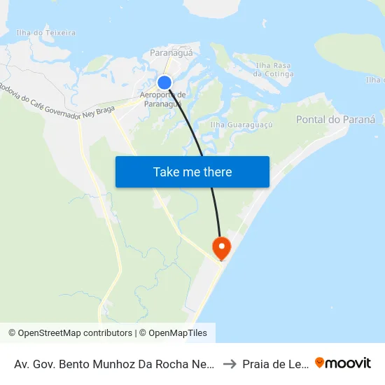 Av. Gov. Bento Munhoz Da Rocha Neto, 772 to Praia de Leste map