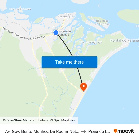 Av. Gov. Bento Munhoz Da Rocha Netto, 3234 to Praia de Leste map