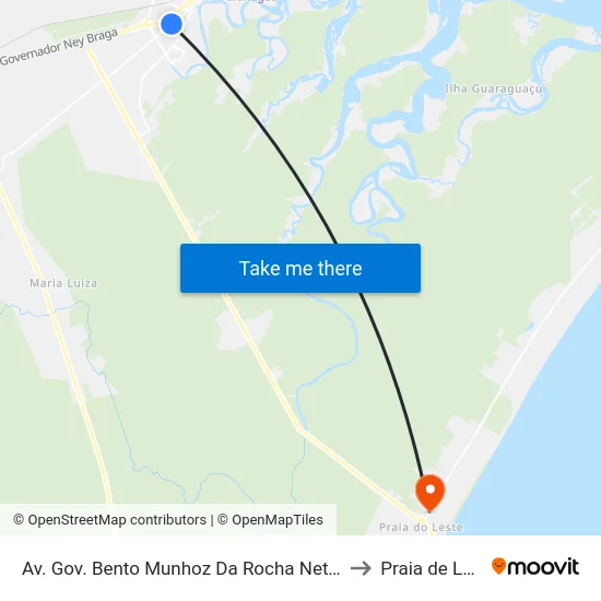 Av. Gov. Bento Munhoz Da Rocha Neto, 4107 to Praia de Leste map