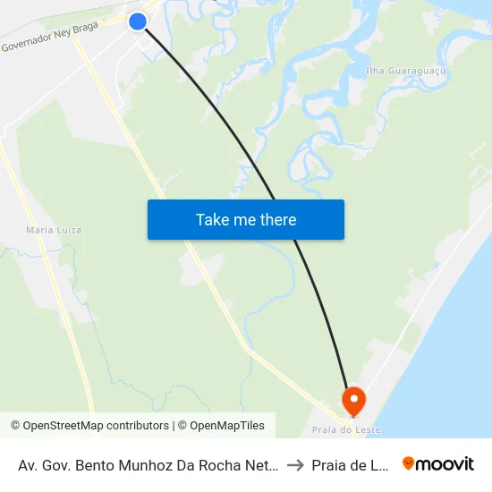 Av. Gov. Bento Munhoz Da Rocha Neto, 4318 to Praia de Leste map