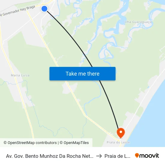 Av. Gov. Bento Munhoz Da Rocha Neto, 4919 to Praia de Leste map