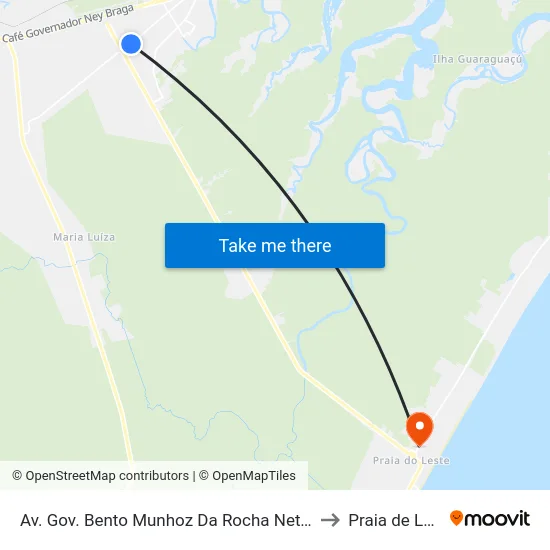 Av. Gov. Bento Munhoz Da Rocha Neto, 6419 to Praia de Leste map