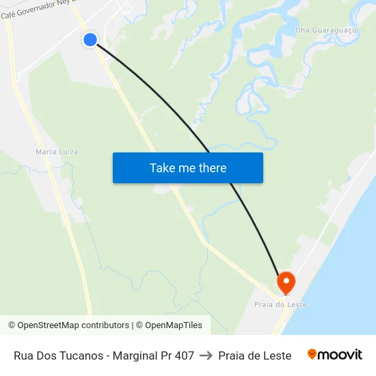 Rua Dos Tucanos -  Marginal Pr 407 to Praia de Leste map