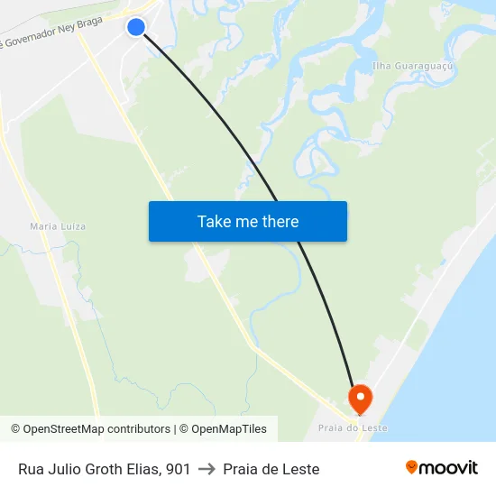 Rua Julio Groth Elias, 901 to Praia de Leste map