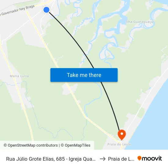 Rua Júlio Grote Elías, 685 - Igreja Quandrangular to Praia de Leste map