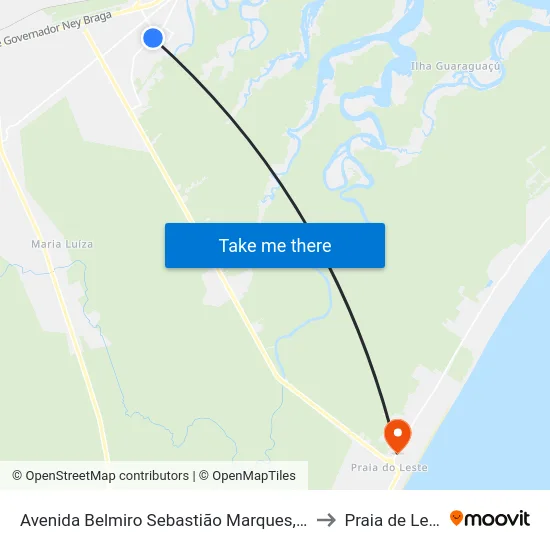 Avenida Belmiro Sebastião Marques, 1708 to Praia de Leste map