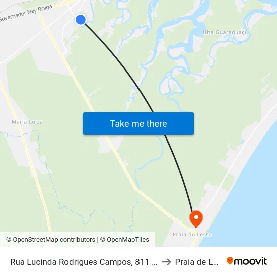 Rua Lucinda Rodrigues Campos, 811 - Labra to Praia de Leste map