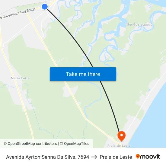 Avenida Ayrton Senna Da Silva, 7694 to Praia de Leste map