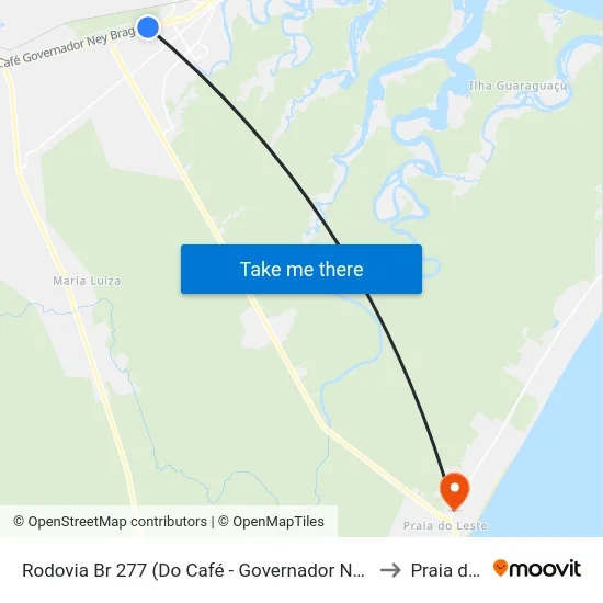Rodovia Br 277 (Do Café - Governador Ney Braga) Posto Paranaguá to Praia de Leste map