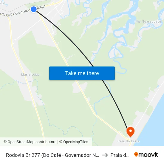 Rodovia Br 277 (Do Café - Governador Ney Braga) Trevo Pr 508 to Praia de Leste map