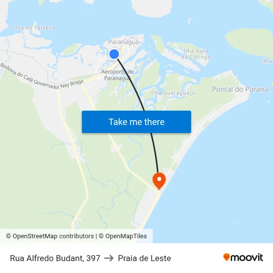Rua Alfredo Budant, 397 to Praia de Leste map