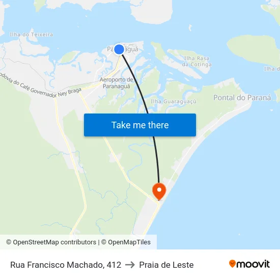 Rua Francisco Machado, 412 to Praia de Leste map