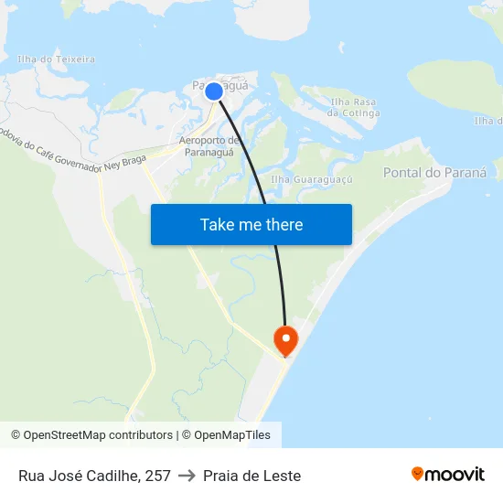 Rua José Cadilhe, 257 to Praia de Leste map