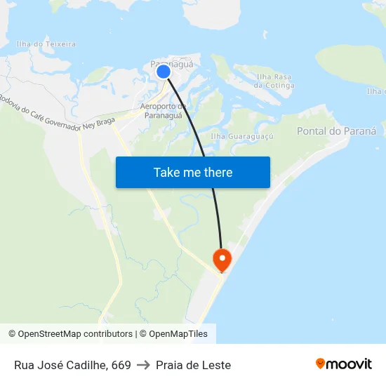 Rua José Cadilhe, 669 to Praia de Leste map