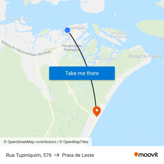 Rua Tupiniquim, 576 to Praia de Leste map