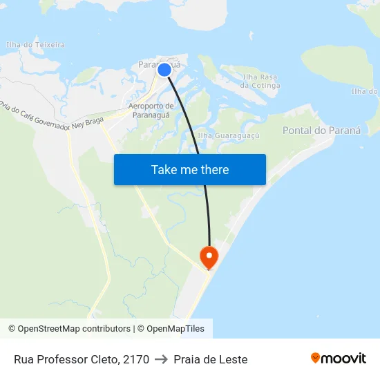 Rua Professor Cleto, 2170 to Praia de Leste map