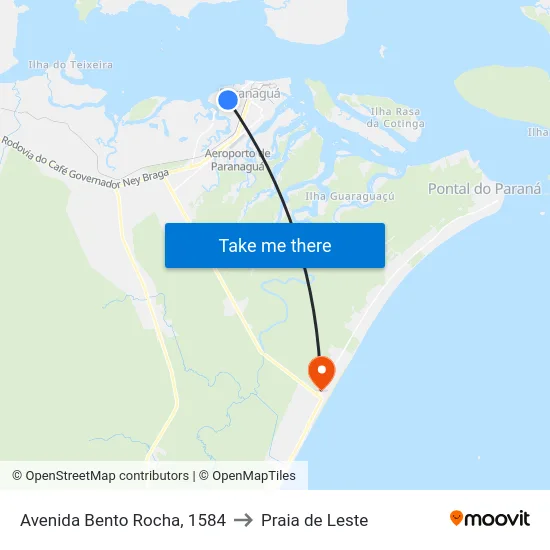 Avenida Bento Rocha, 1584 to Praia de Leste map
