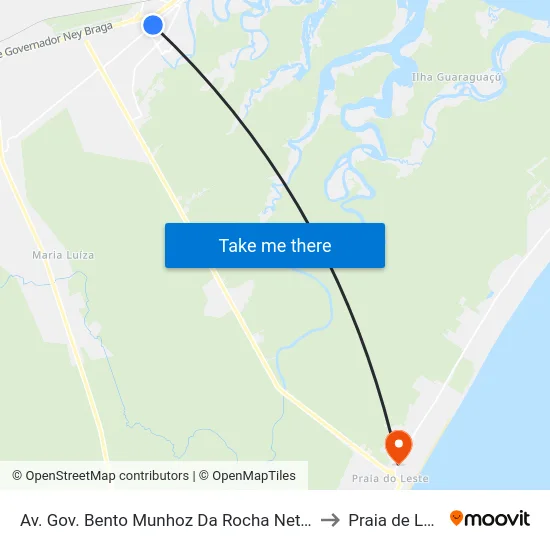 Av. Gov. Bento Munhoz Da Rocha Neto, 4518 to Praia de Leste map