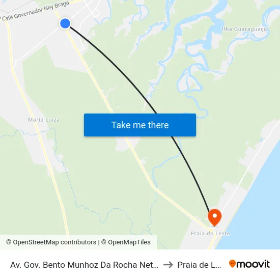 Av. Gov. Bento Munhoz Da Rocha Neto, 6670 to Praia de Leste map