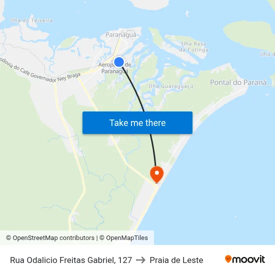 Rua Odalicio Freitas Gabriel, 127 to Praia de Leste map