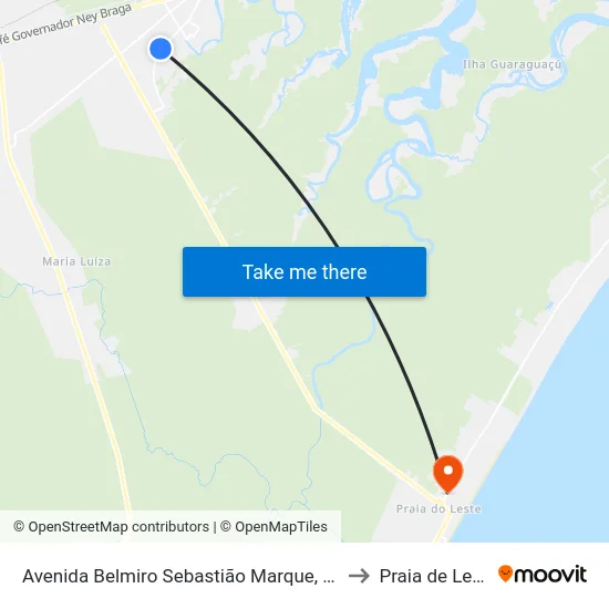 Avenida Belmiro Sebastião Marque, 2433 to Praia de Leste map