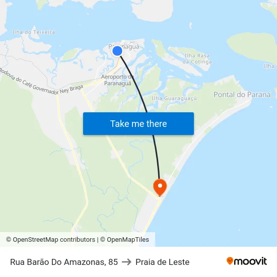 Rua Barão Do Amazonas, 85 to Praia de Leste map