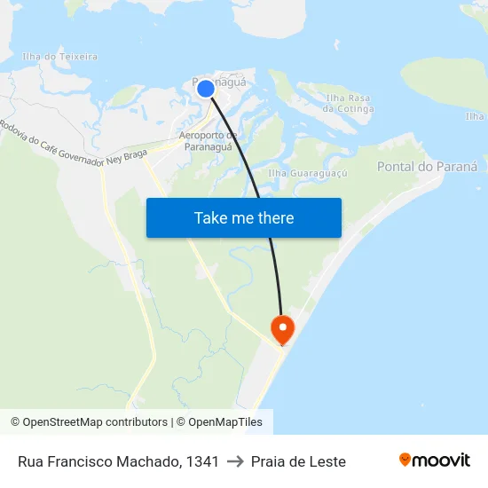 Rua Francisco Machado, 1341 to Praia de Leste map