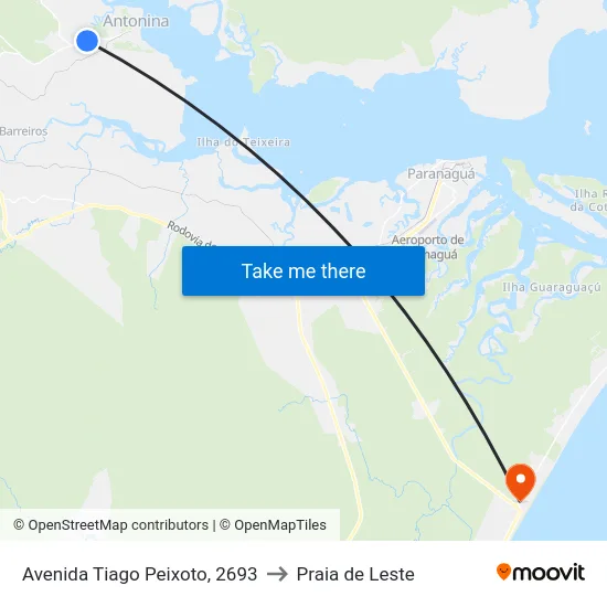 Avenida Tiago Peixoto, 2693 to Praia de Leste map