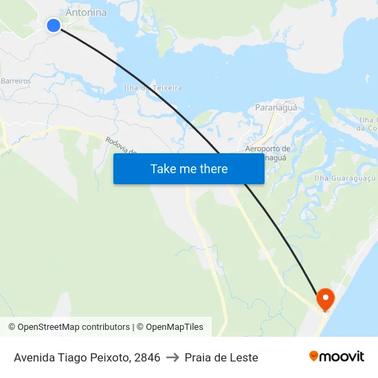 Avenida Tiago Peixoto, 2846 to Praia de Leste map