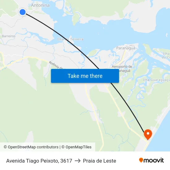 Avenida Tiago Peixoto, 3617 to Praia de Leste map