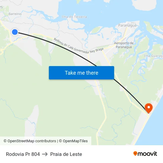 Rodovia Pr 804 to Praia de Leste map