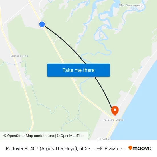 Rodovia Pr 407  (Argus Thá Heyn), 565 - Parque Do Palmito to Praia de Leste map