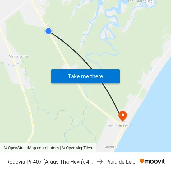 Rodovia Pr 407 (Argus Thá Heyn), 4776 to Praia de Leste map