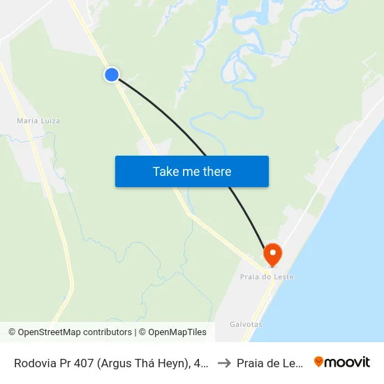 Rodovia Pr 407 (Argus Thá Heyn), 4776 to Praia de Leste map
