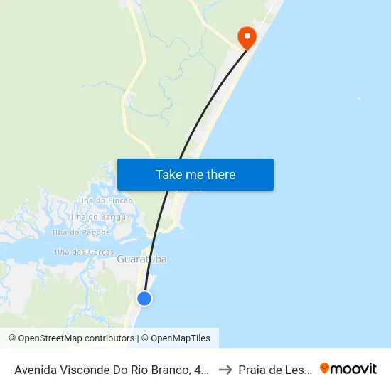 Avenida Visconde Do Rio Branco, 451 to Praia de Leste map