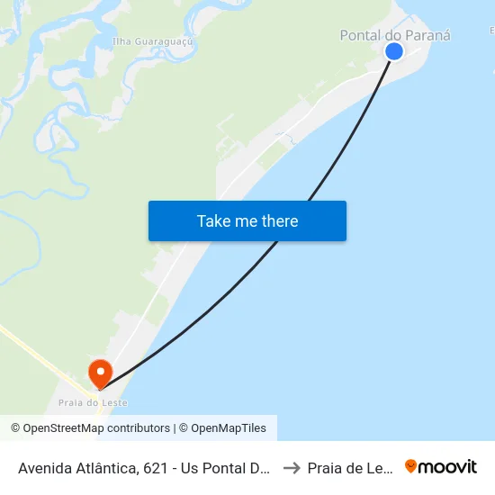 Avenida Atlântica, 621 - Us Pontal Do Sul to Praia de Leste map