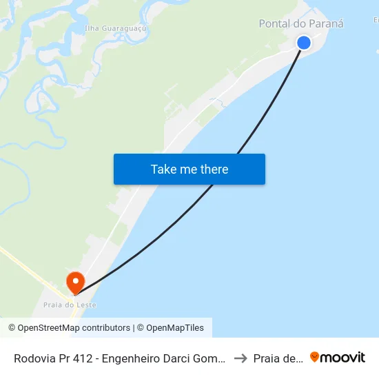 Rodovia Pr 412 - Engenheiro Darci Gomes De Morais, 17598 to Praia de Leste map