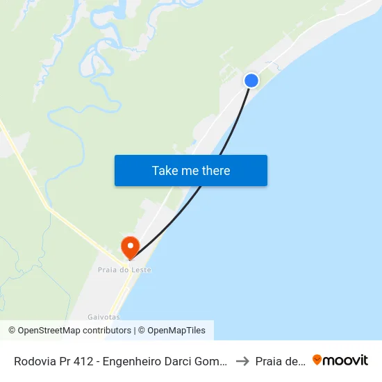 Rodovia Pr 412 - Engenheiro Darci Gomes De Morais, 11414 to Praia de Leste map