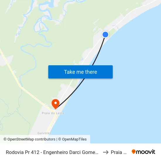 Rodovia Pr 412 - Engenheiro Darci Gomes De Morais, 11469 (33 - Guapê) to Praia de Leste map