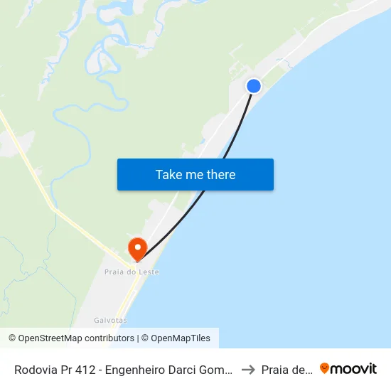 Rodovia Pr 412 - Engenheiro Darci Gomes De Morais, 11183 to Praia de Leste map