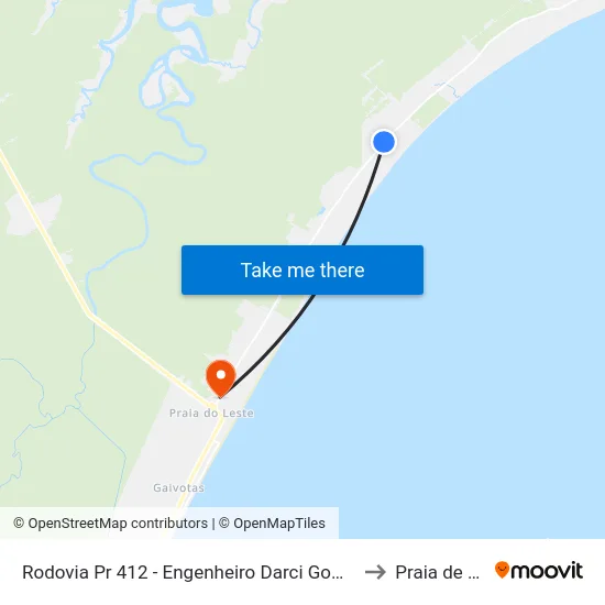 Rodovia Pr 412 - Engenheiro Darci Gomes De Morais to Praia de Leste map