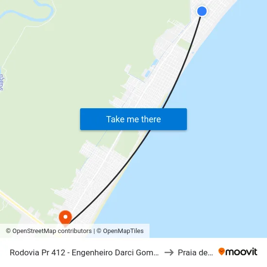 Rodovia Pr 412 - Engenheiro Darci Gomes De Morais, 9483 to Praia de Leste map