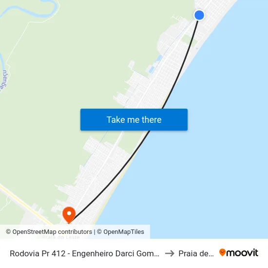 Rodovia Pr 412 - Engenheiro Darci Gomes De Morais, 9183 to Praia de Leste map