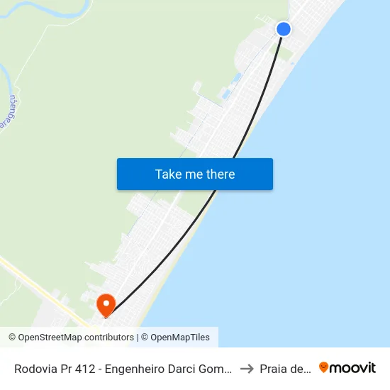 Rodovia Pr 412 - Engenheiro Darci Gomes De Morais, 8603 to Praia de Leste map