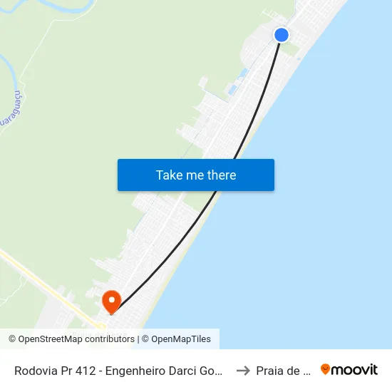 Rodovia Pr 412 - Engenheiro Darci Gomes De Morais to Praia de Leste map